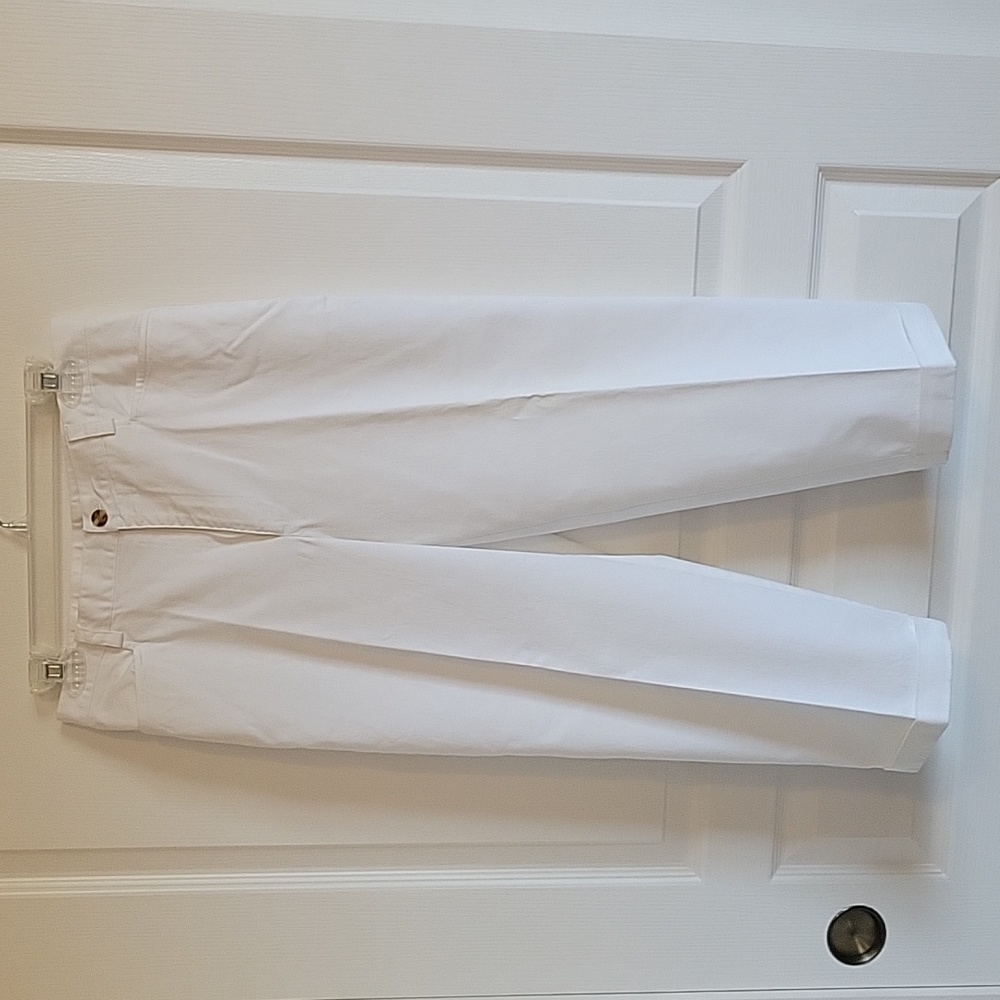 Rafaella White Cotton Jean Cut Pants